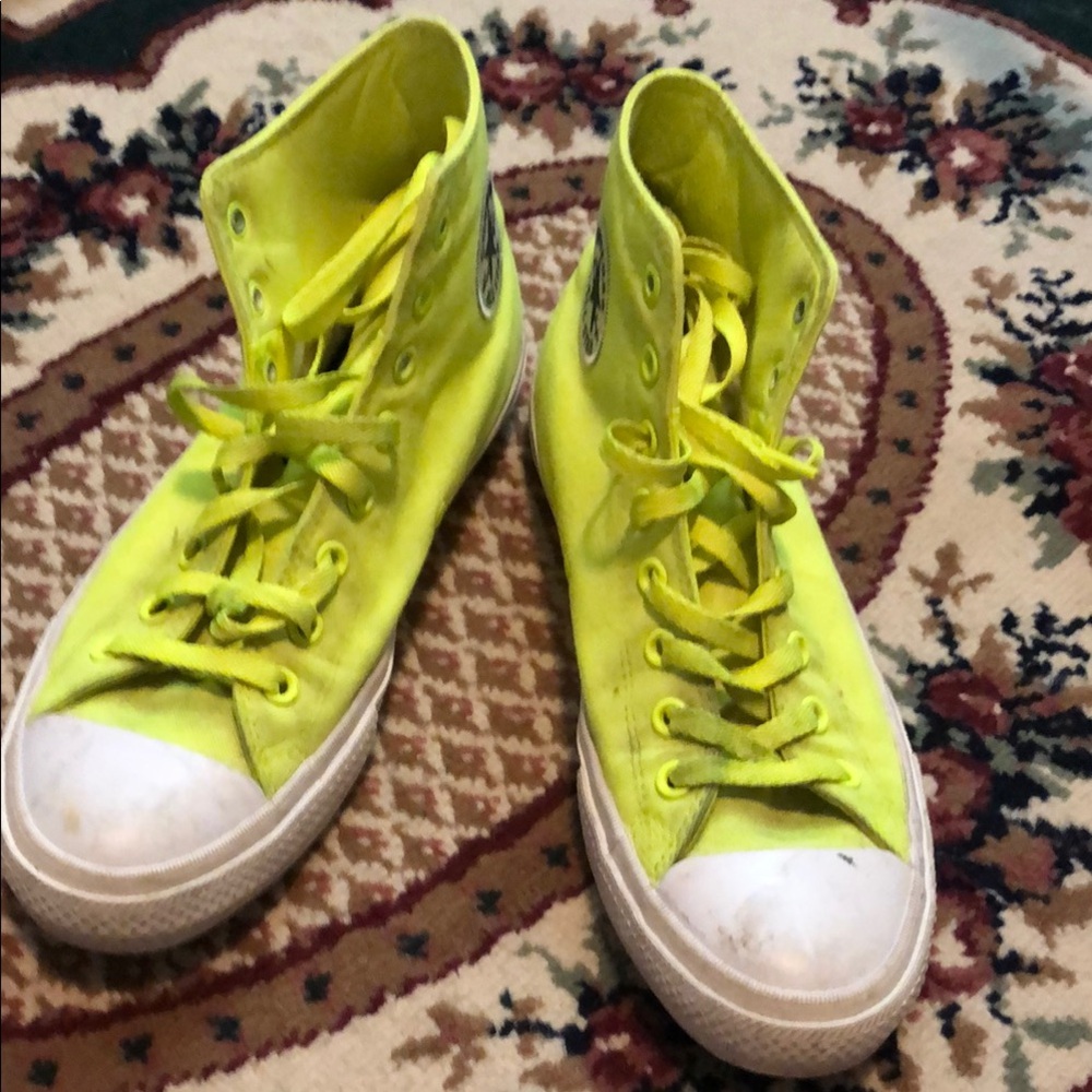 Bright Yellow High-Top Sneakers